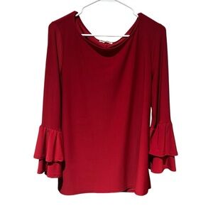 FAITH AND JOY Red Bell Sleeve Top XL